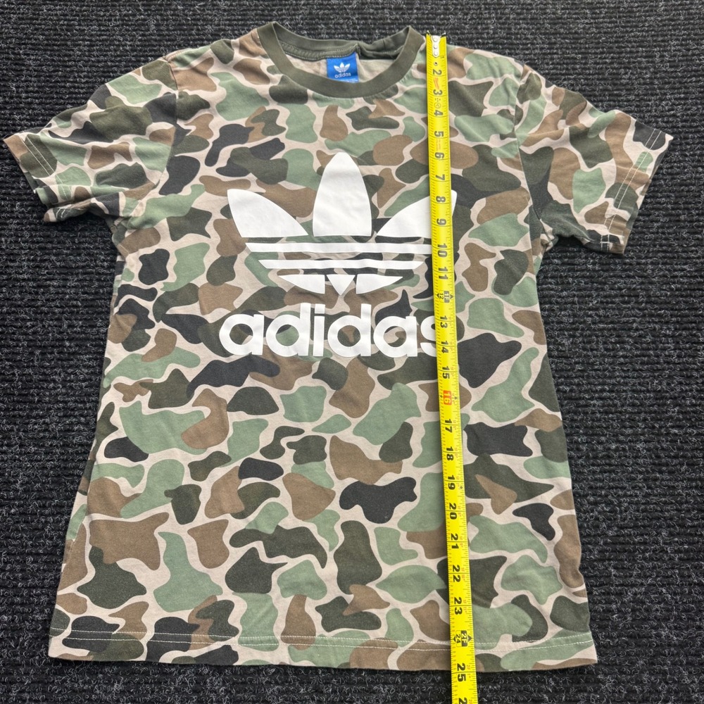 Adidas Originals Mens Camo Trefoil Logo T-Shirt Green Brown Camouflage Tee Small - Picture 3 of 12